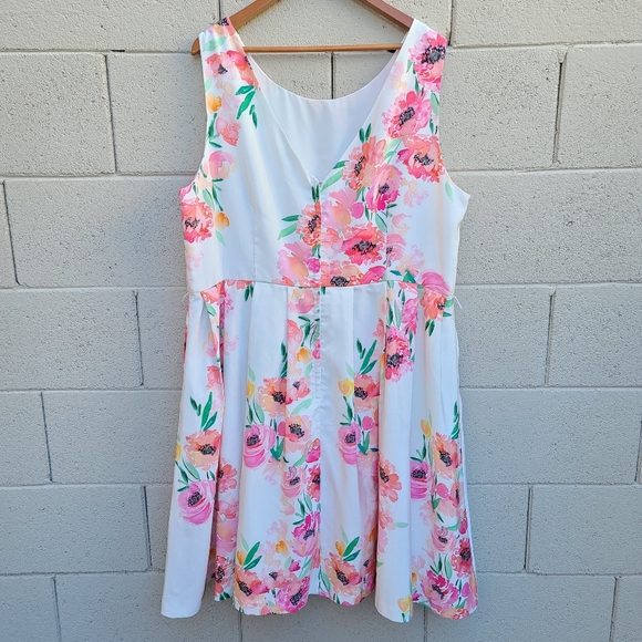 Modcloth | Hotline Watercolor Pink Spring Floral A-line Tulle Dress Plus Size 3X - Picture 12 of 16